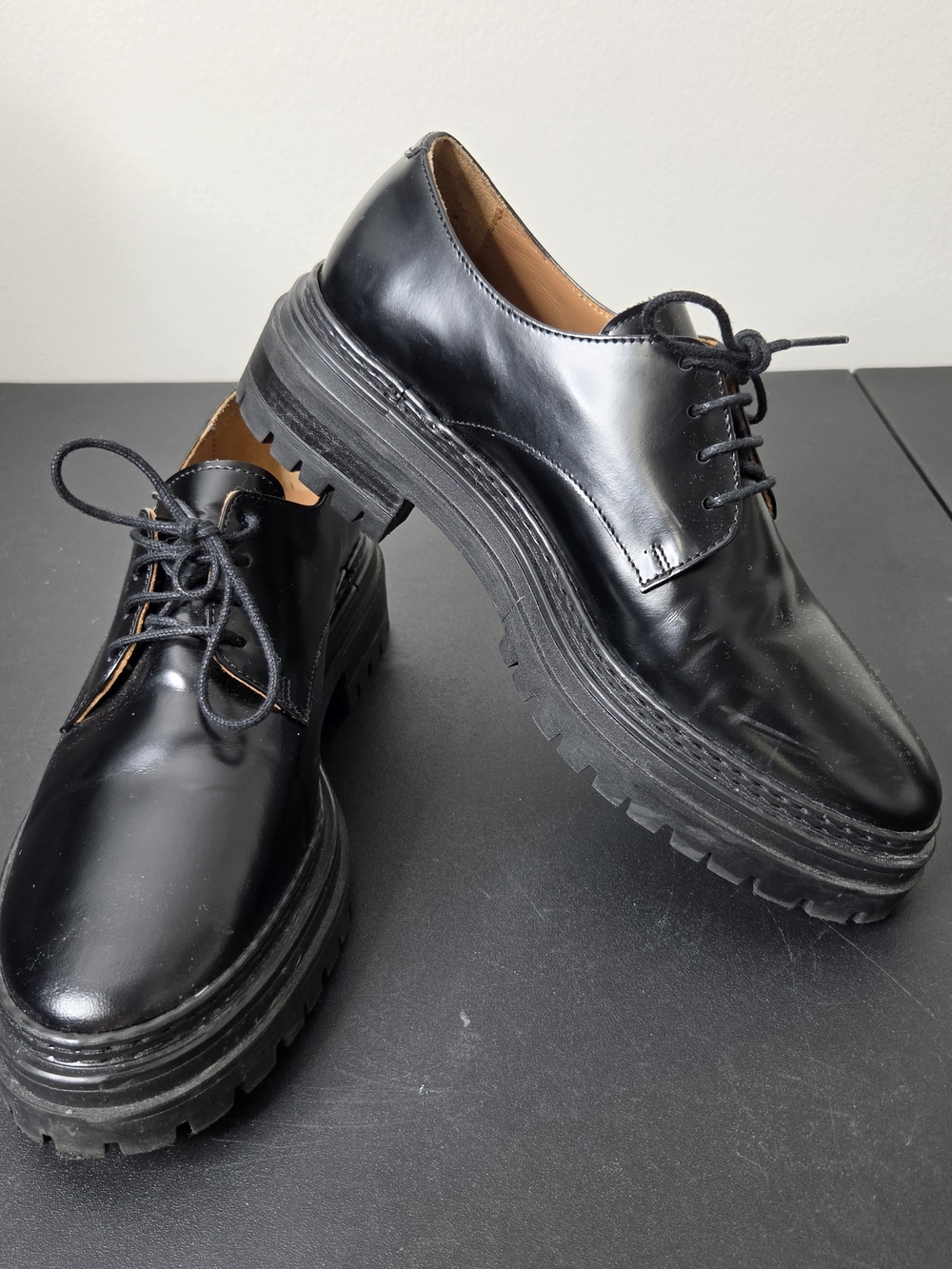 Bobbies Paris Chunky Oxford Black Leather Shoes